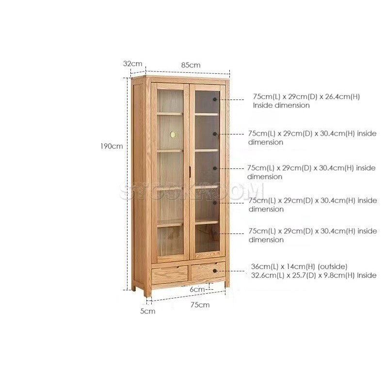 Asann Solid Oak Wood Bookshelf / Bookcase/ Display Cabinet