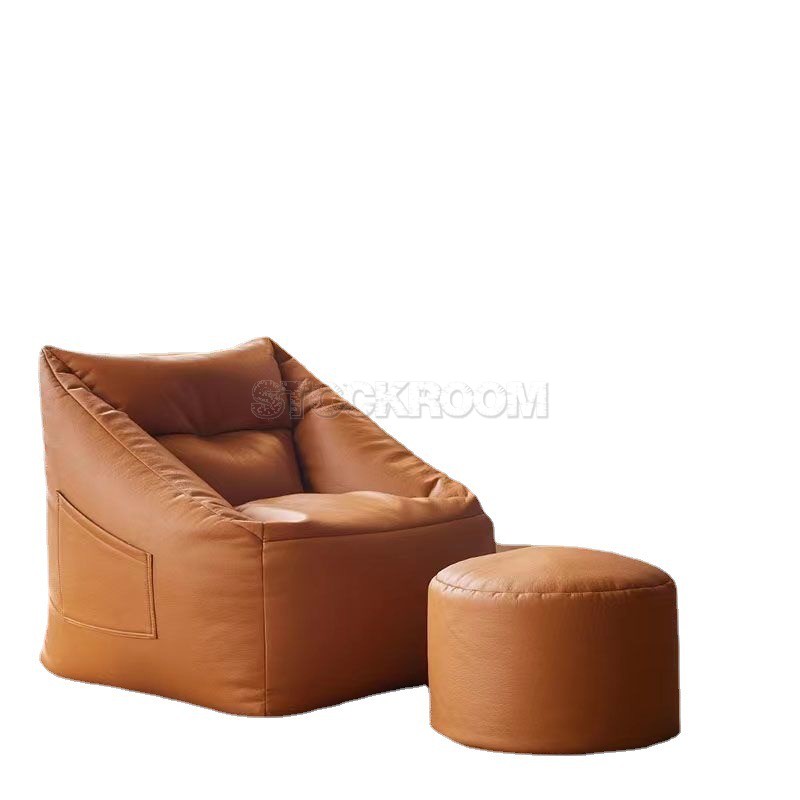 Ashton Faux Leather Bean Bag With Ottoman