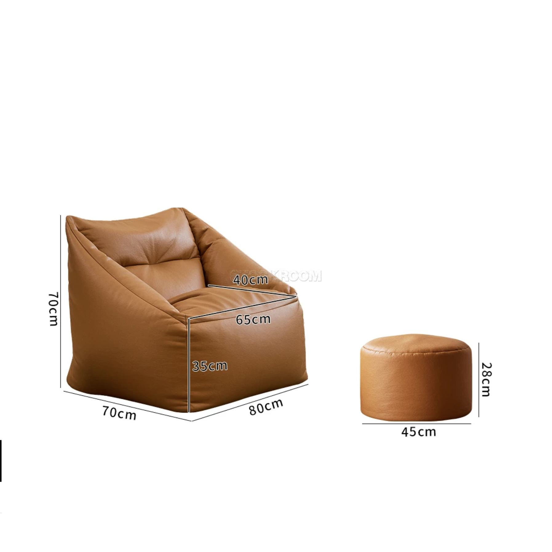 Ashton Faux Leather Bean Bag With Ottoman