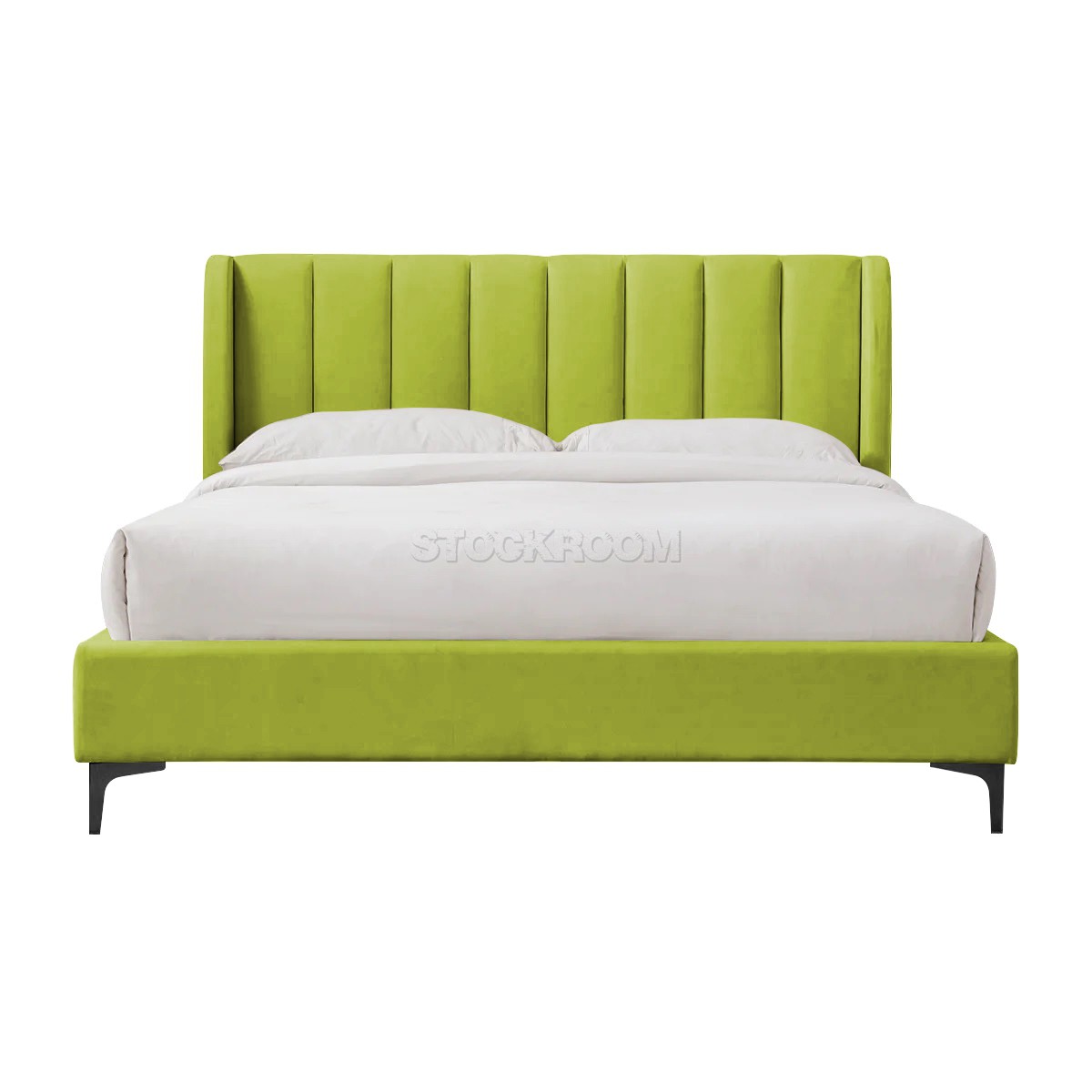 Athen Fabric Upholstered Bed Frame With Different Leg Color Options