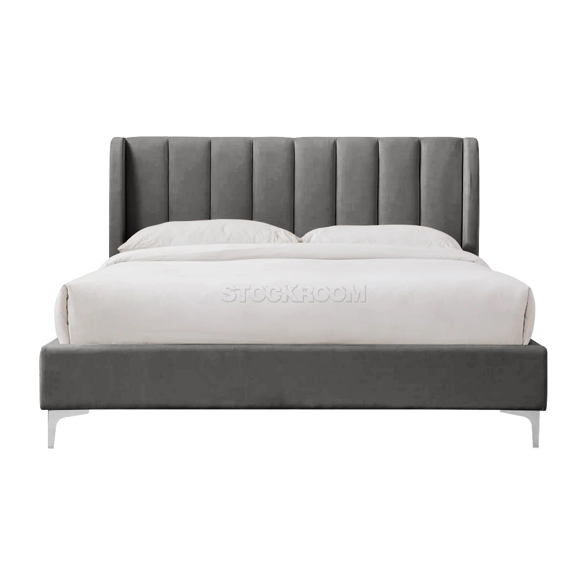 Athen Fabric Upholstered Bed Frame With Different Leg Color Options