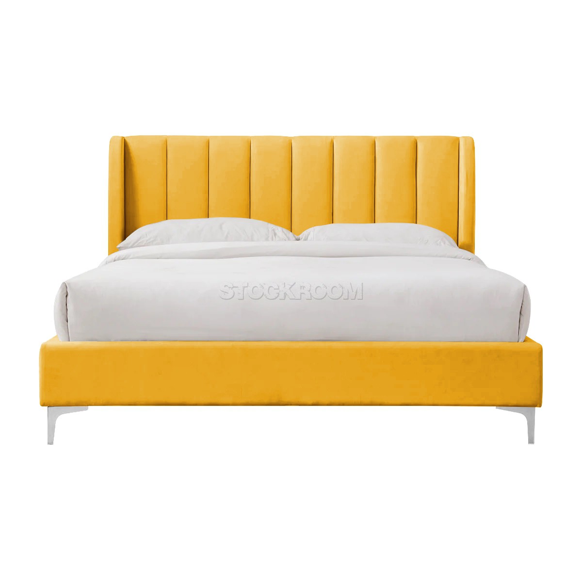 Athen Fabric Upholstered Bed Frame With Different Leg Color Options