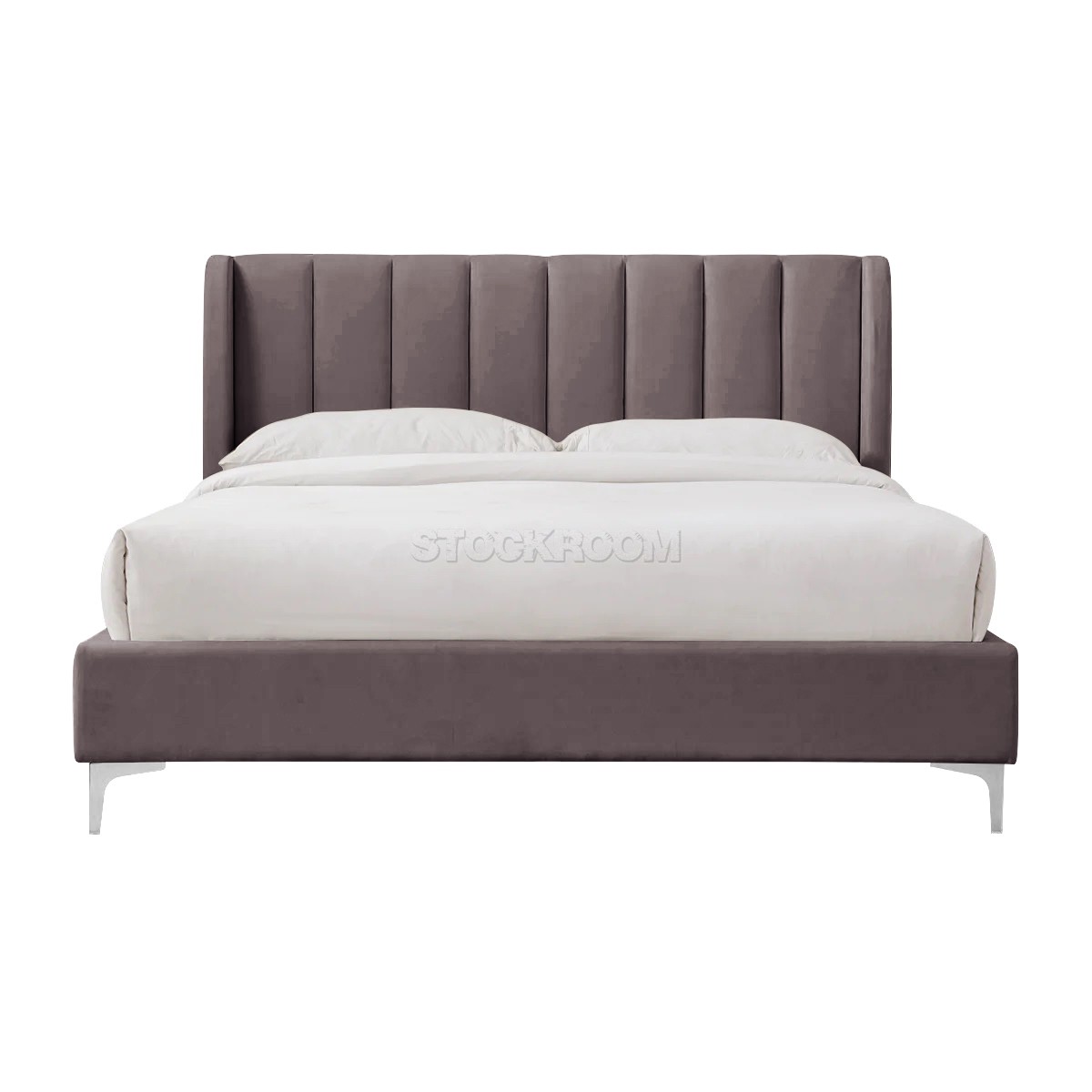 Athen Fabric Upholstered Bed Frame With Different Leg Color Options