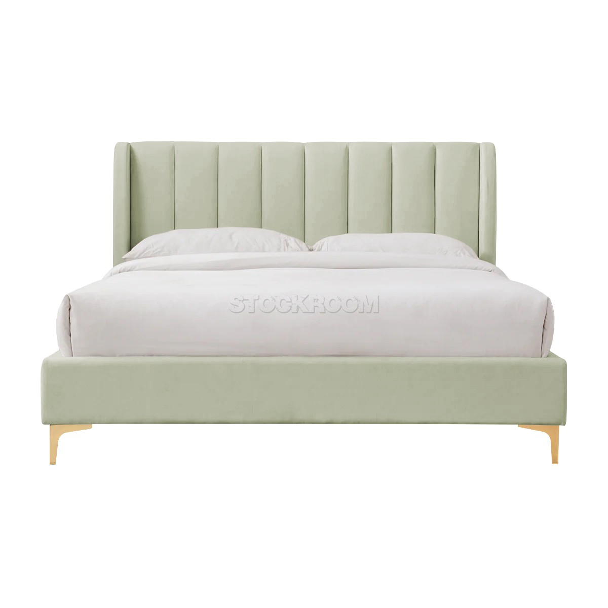 Athen Fabric Upholstered Bed Frame With Different Leg Color Options