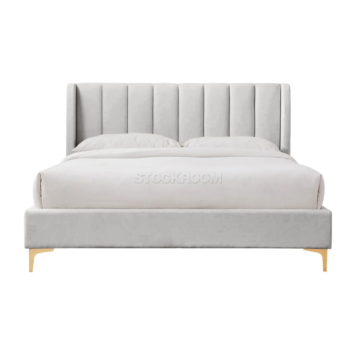 Athen Fabric Upholstered Bed Frame With Different Leg Color Options