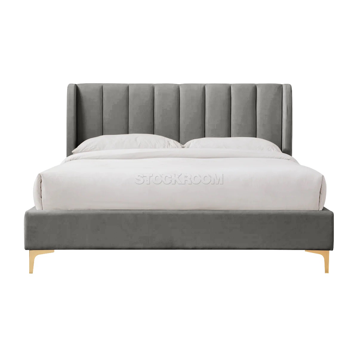 Athen Fabric Upholstered Bed Frame With Different Leg Color Options