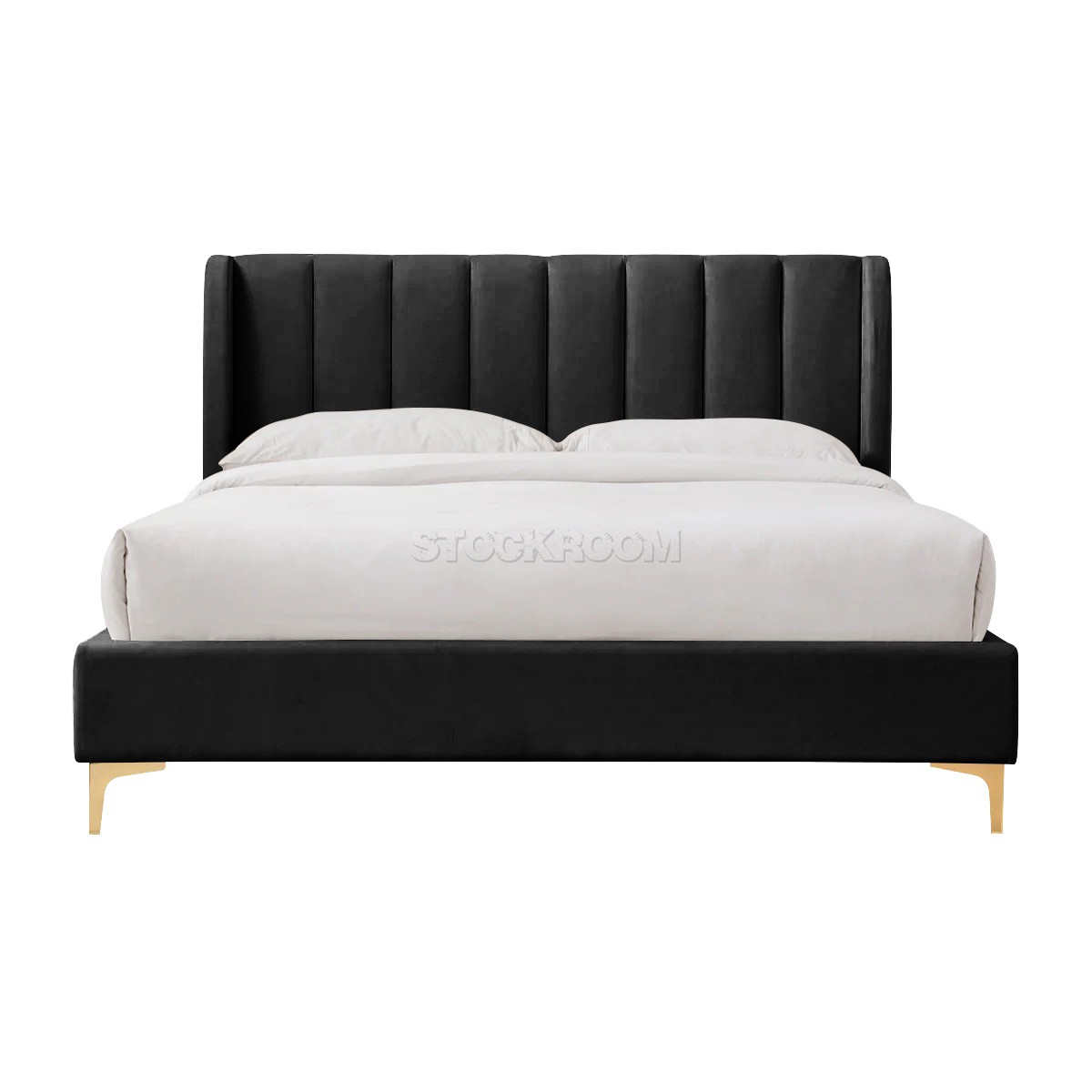 Athen Fabric Upholstered Bed Frame With Different Leg Color Options