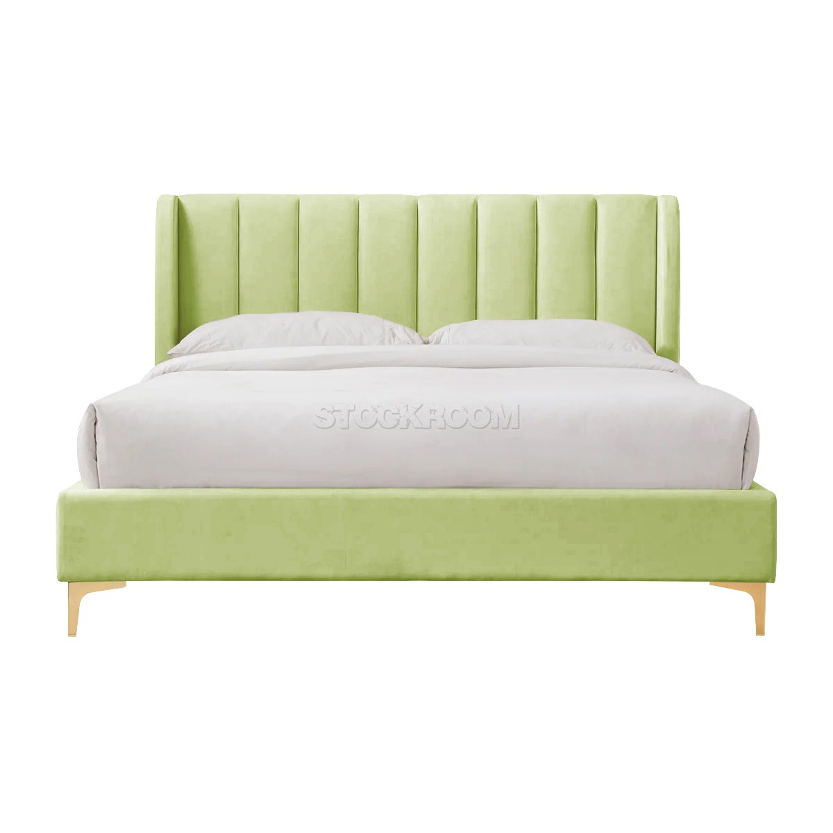 Athen Fabric Upholstered Bed Frame With Different Leg Color Options