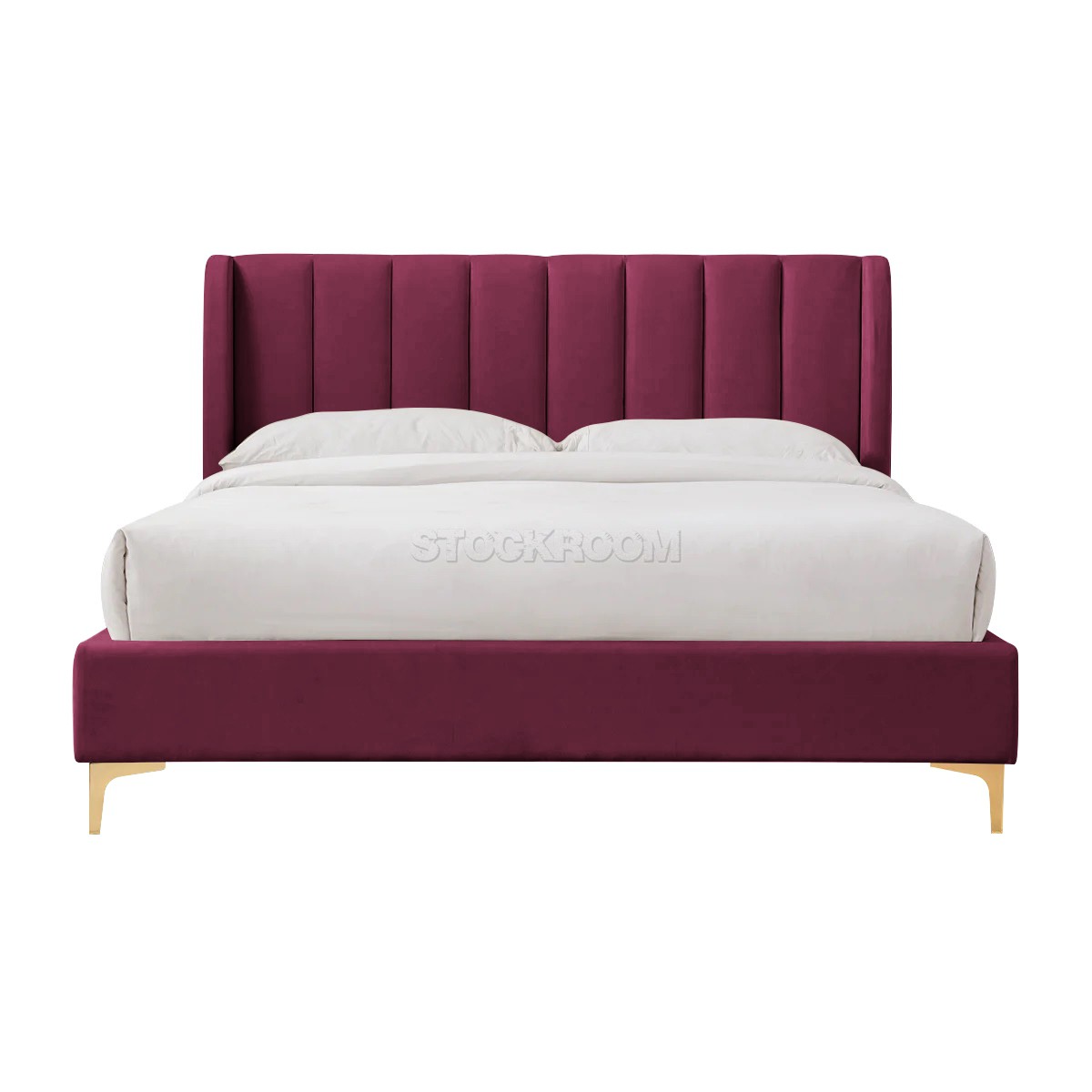Athen Fabric Upholstered Bed Frame With Different Leg Color Options