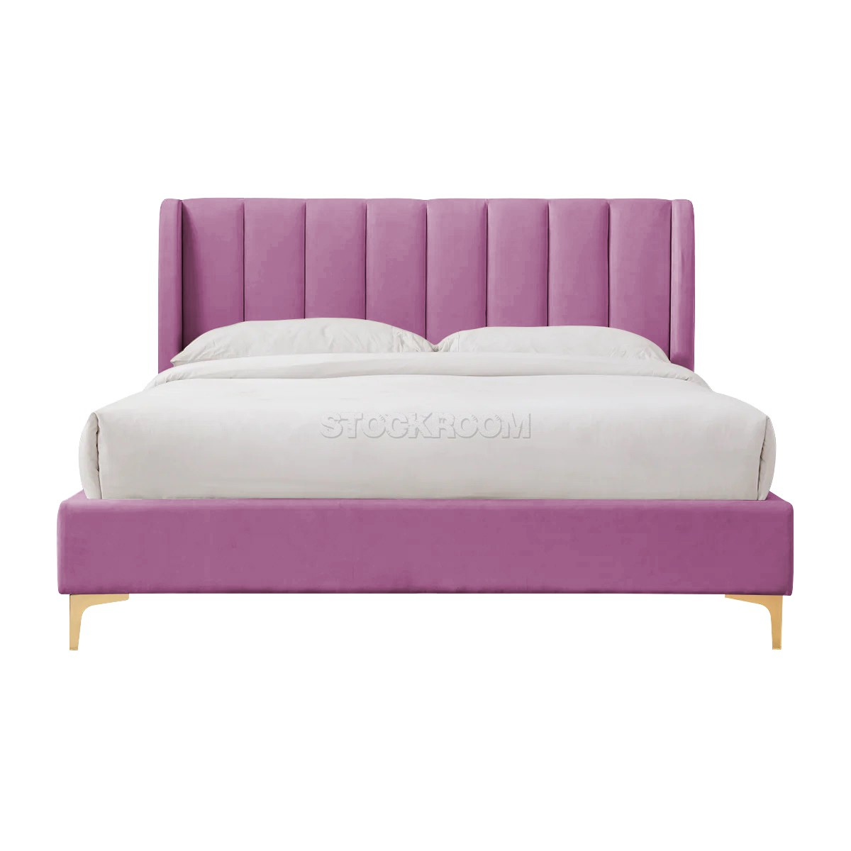 Athen Fabric Upholstered Bed Frame With Different Leg Color Options