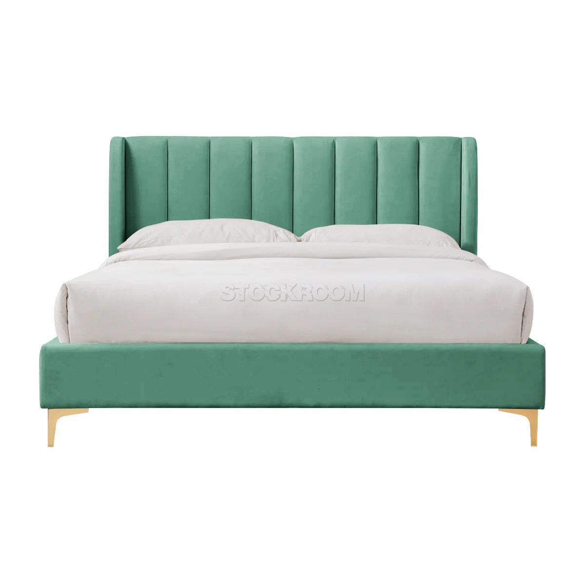 Athen Fabric Upholstered Bed Frame With Different Leg Color Options