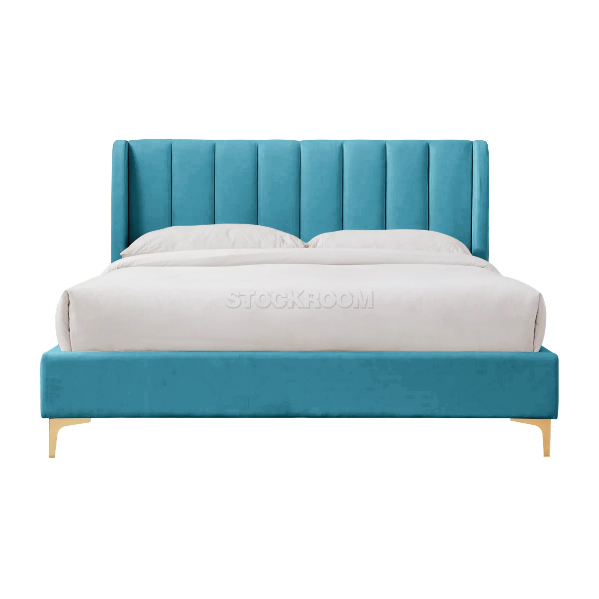 Athen Fabric Upholstered Bed Frame With Different Leg Color Options