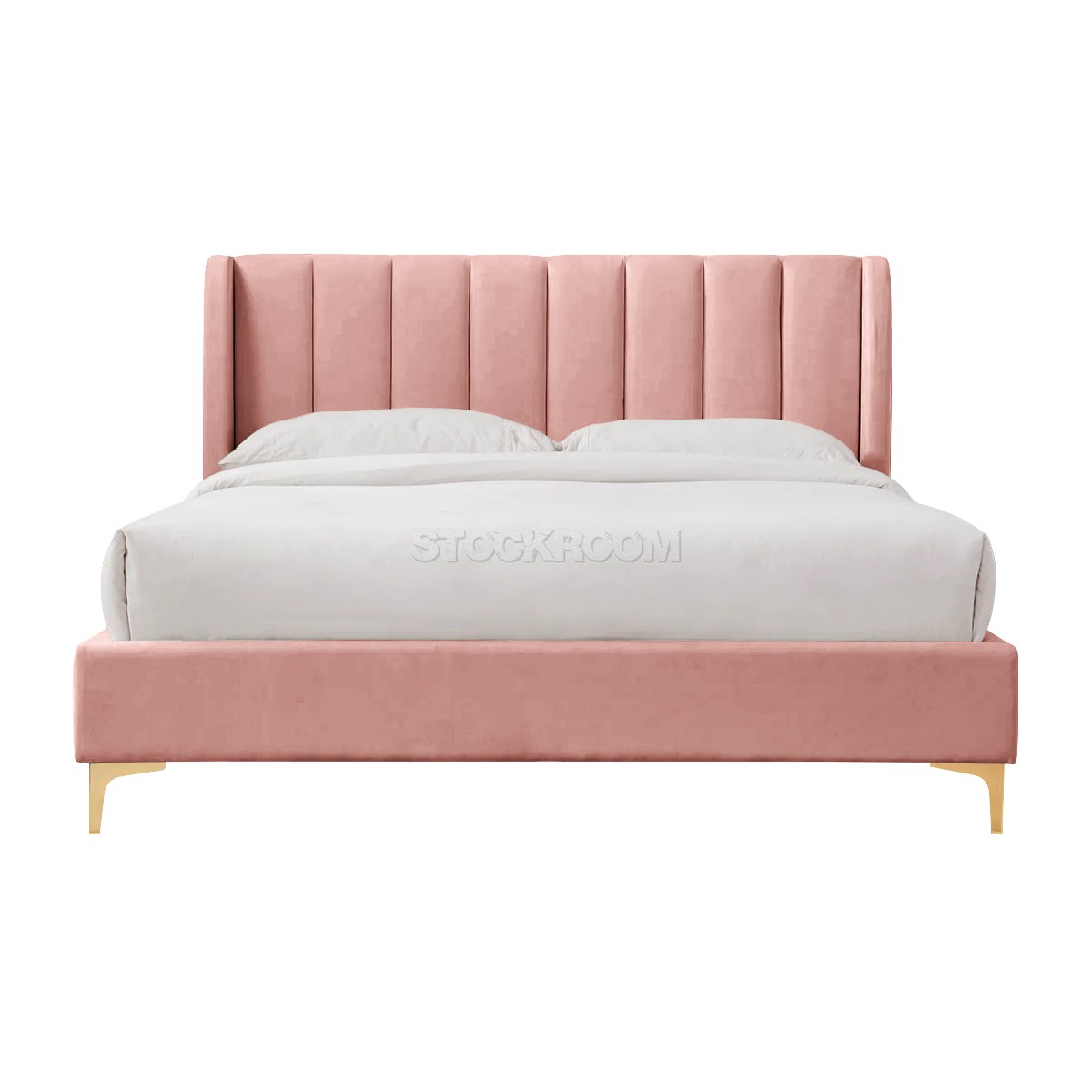 Athen Fabric Upholstered Bed Frame With Different Leg Color Options