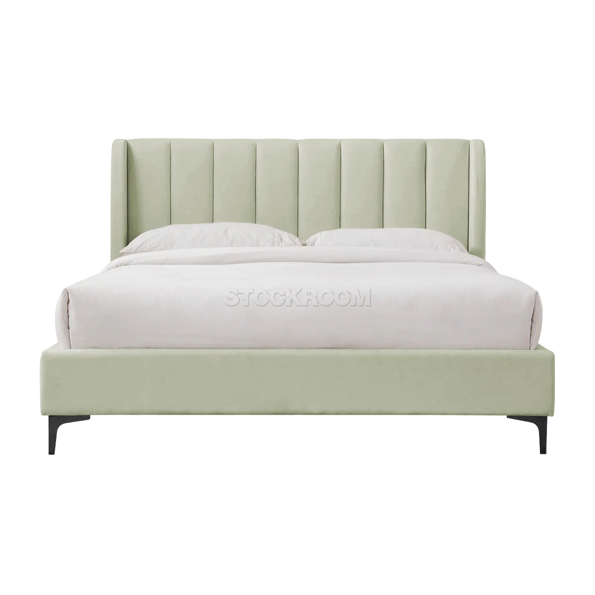 Athen Fabric Upholstered Bed Frame With Different Leg Color Options