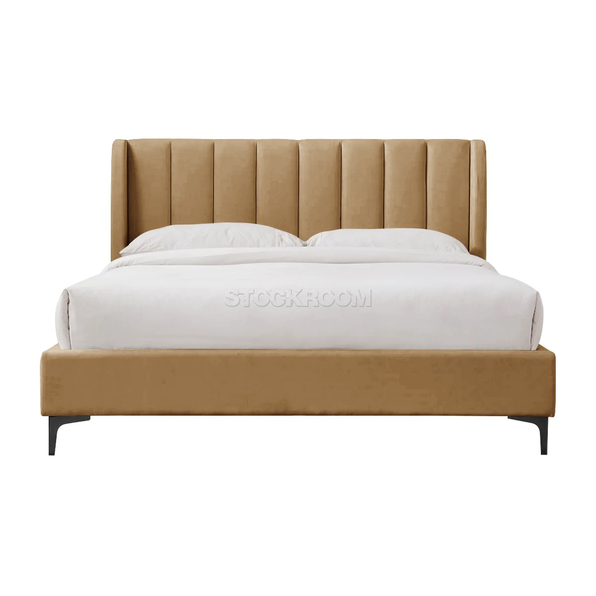 Athen Fabric Upholstered Bed Frame With Different Leg Color Options