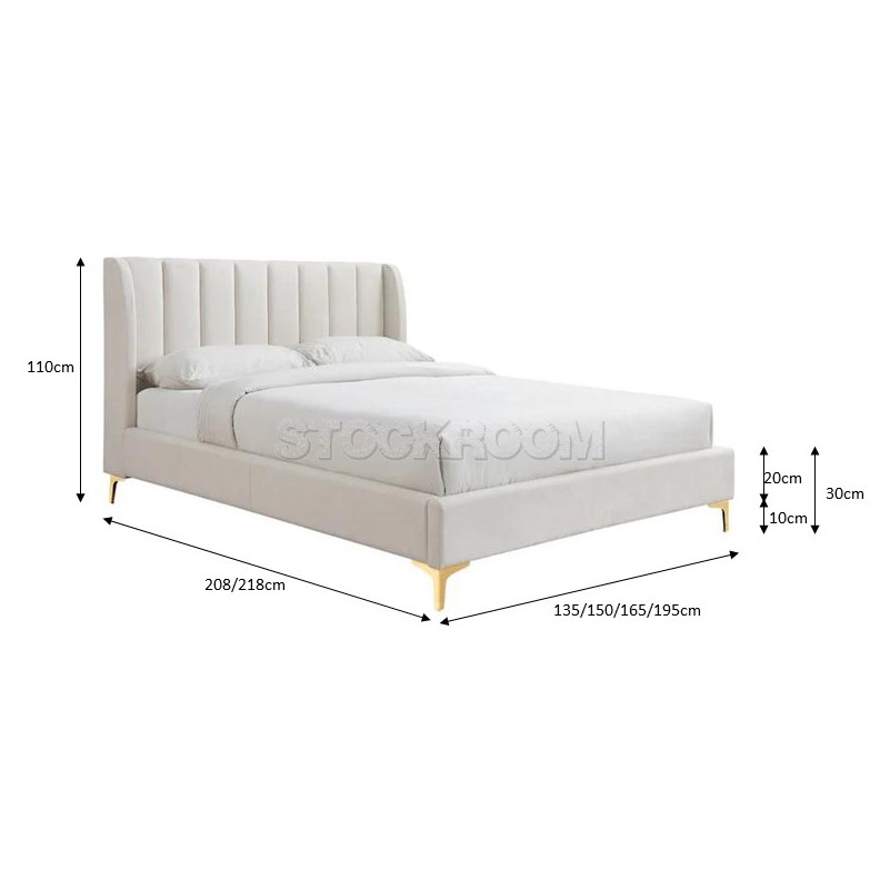 Athen Fabric Upholstered Bed Frame With Different Leg Color Options