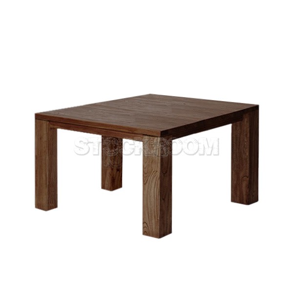 Azure Solid Elm Wood Square Dining Table