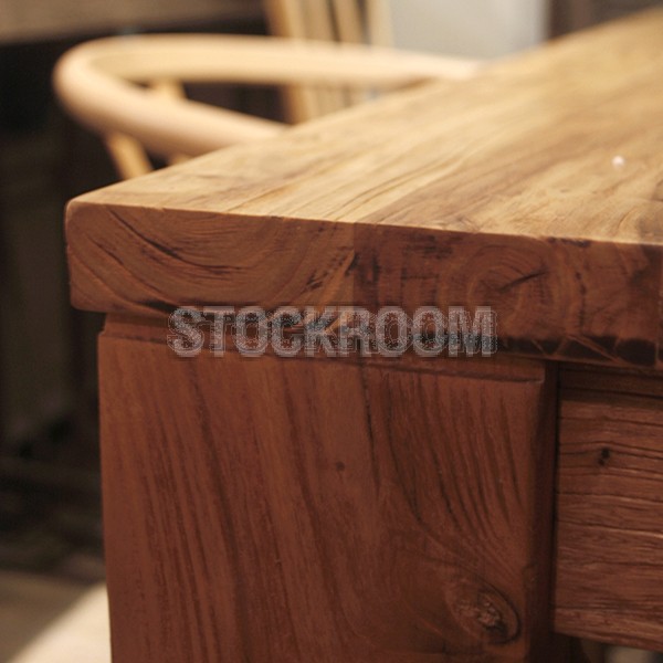 Azure Chunky Rustic Recycled Solid Elm Wood Dining Table