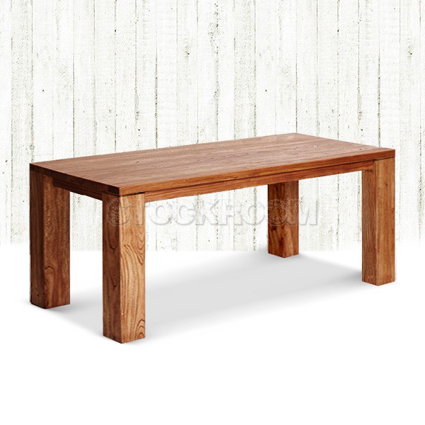 Azure Chunky Rustic Recycled Solid Elm Wood Dining Table