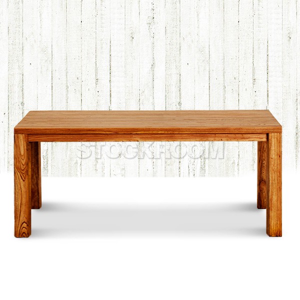 Azure Slim Rustic Recycled Solid Elm Wood Dining Table