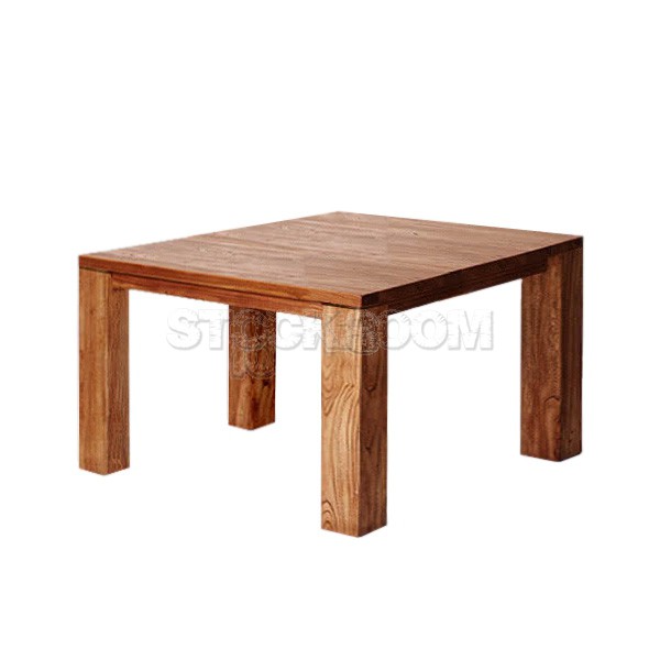 Azure Solid Elm Wood Square Dining Table