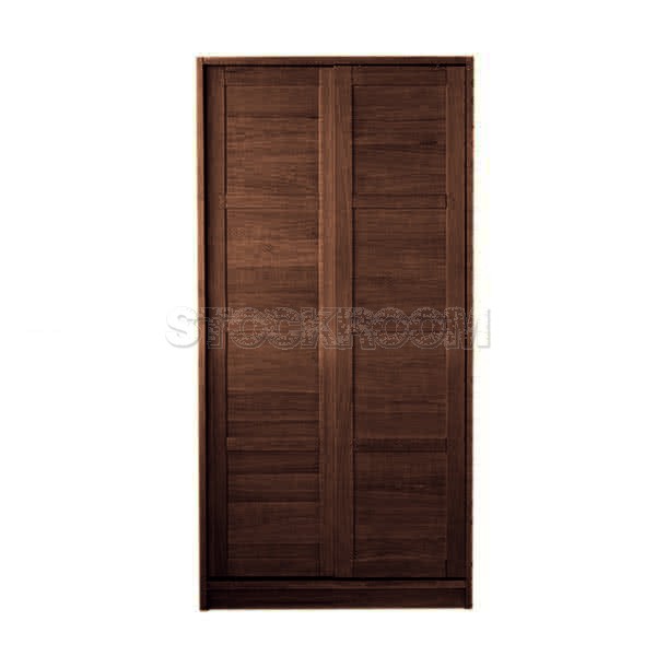 Barker Solid Oak Wood Wardrobe with Sliding Doors