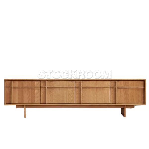 Barta Solid Oak Wood TV Cabinet With 4 doors