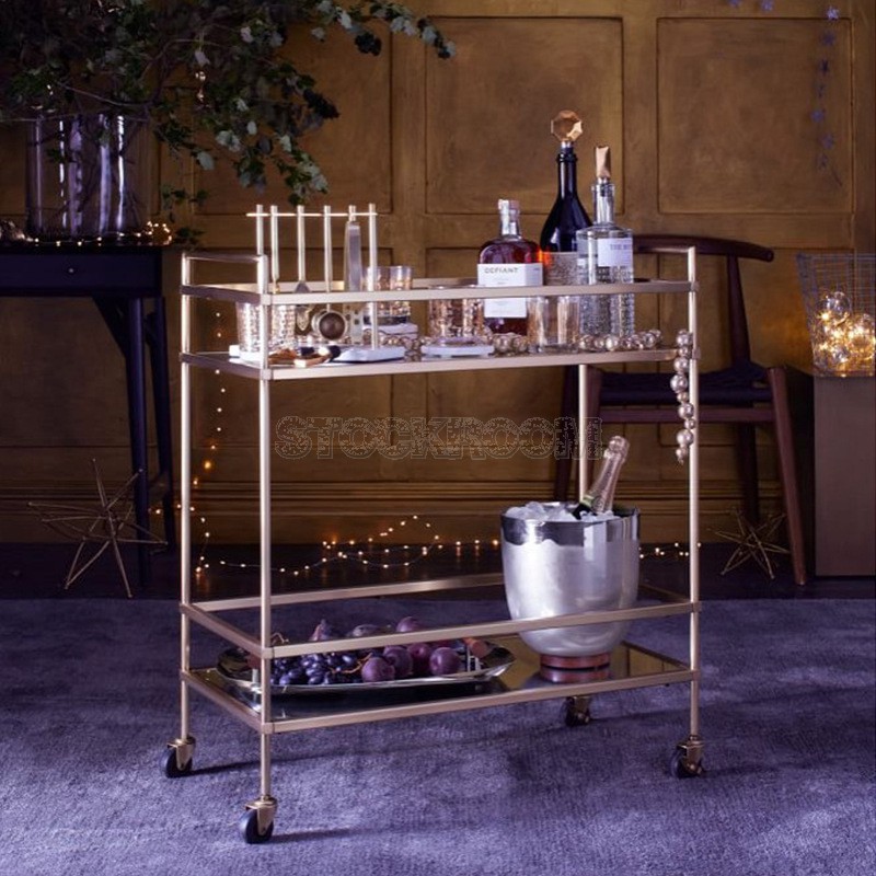 Bartlett Silver Detailed Glass Bar Cart