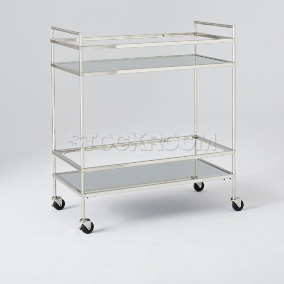Bartlett Silver Detailed Glass Bar Cart
