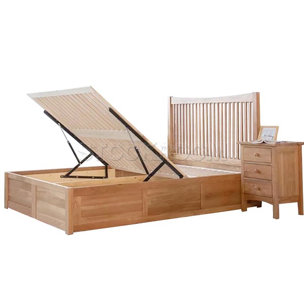 Julien Solid Oak Wood Bed Frame with Storage