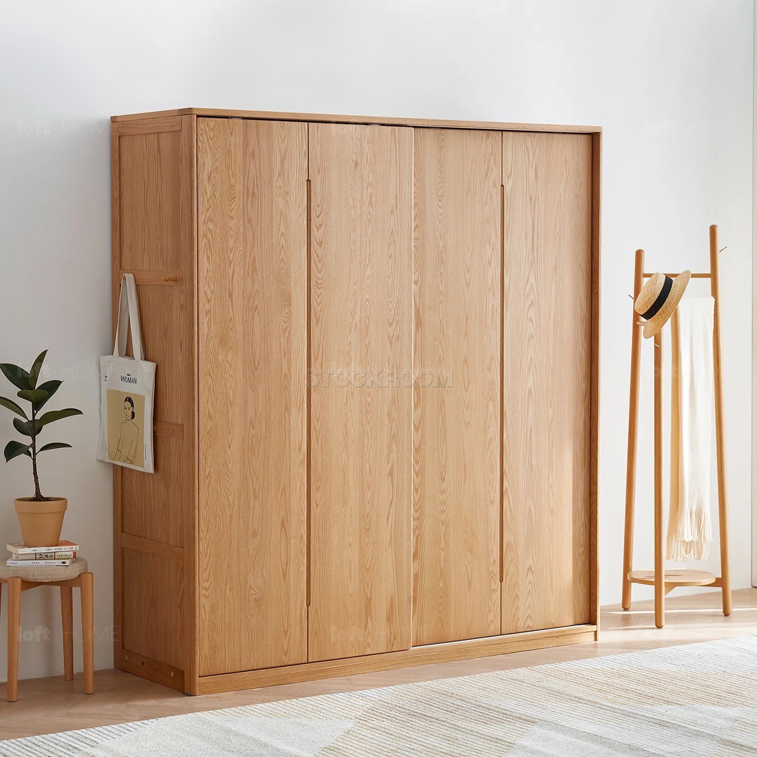 Belle Scandinavian Solid Oak Sliding Door Wardrobe / Cabinet