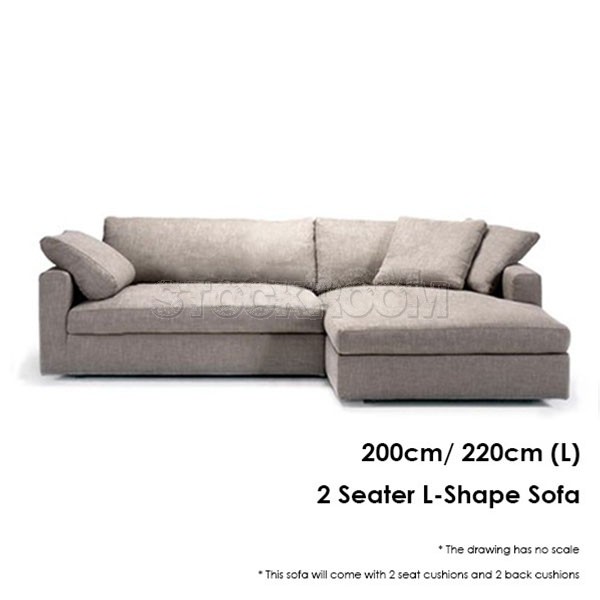 Berti Leather Feather Down Sofa - L shape / Sectional