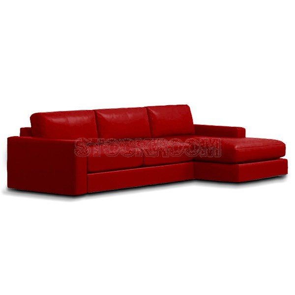 Berti Leather Feather Down Sofa - L Shape