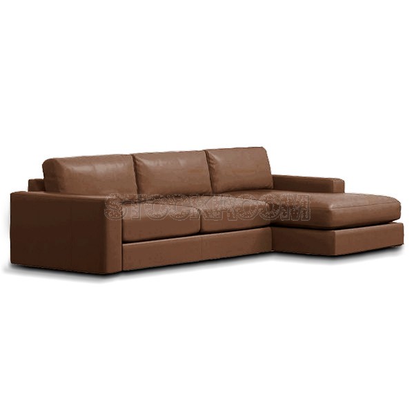 Berti Leather Feather Down Sofa - L Shape