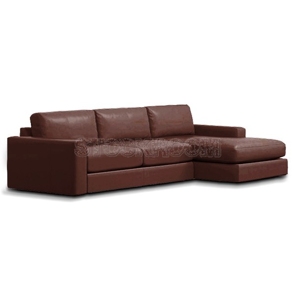 Berti Leather Feather Down Sofa - L Shape