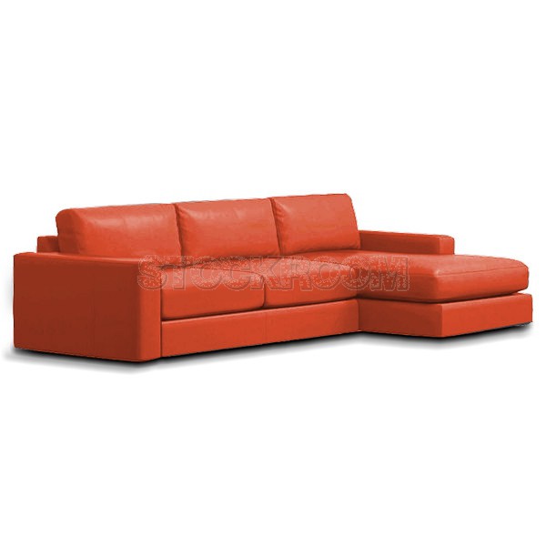 Berti Leather Feather Down Sofa - L Shape