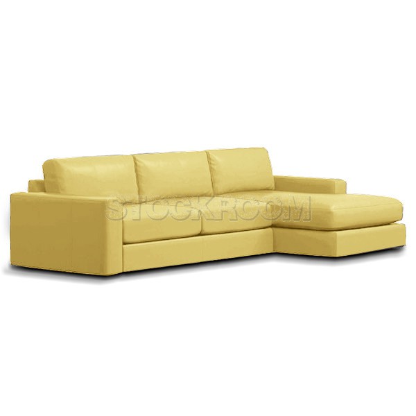 Berti Leather Feather Down Sofa - L Shape