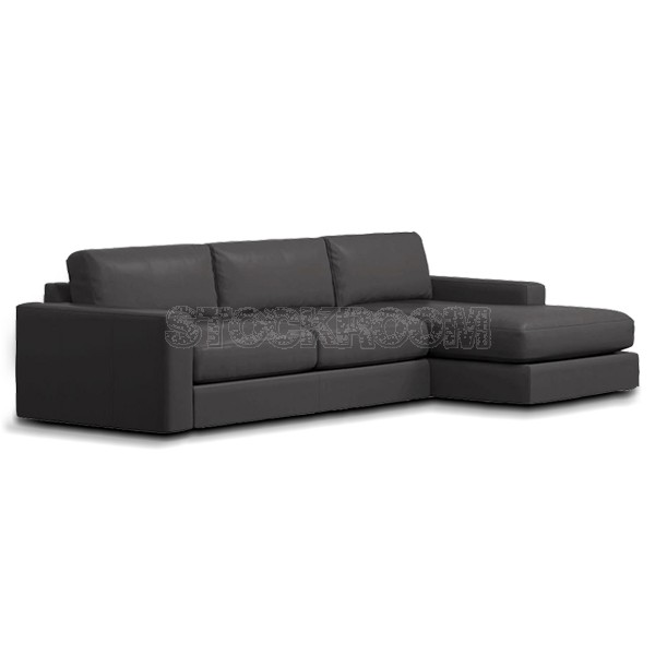 Berti Leather Feather Down Sofa - L Shape