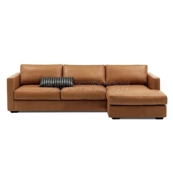 Berti Leather Feather Down Sofa - L shape / Sectional