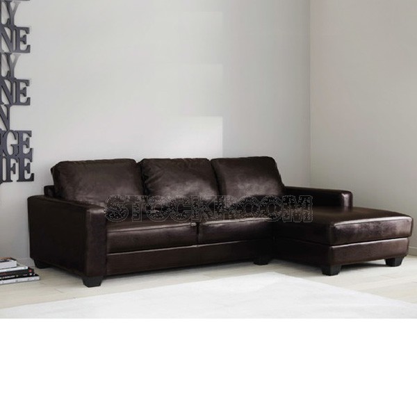 Berti Leather Feather Down Sofa - L shape / Sectional