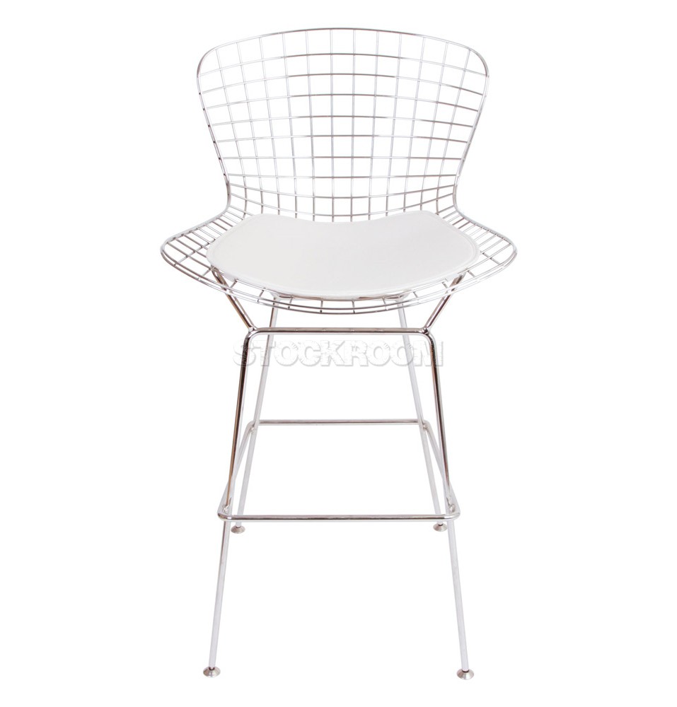 Bertoia Style Wire Bar Stool with Pad