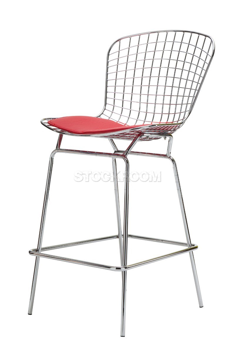 Bertoia Style Wire Bar Stool with Pad