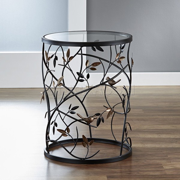 Bird and Branches Style Antique Side Table / Coffee Table