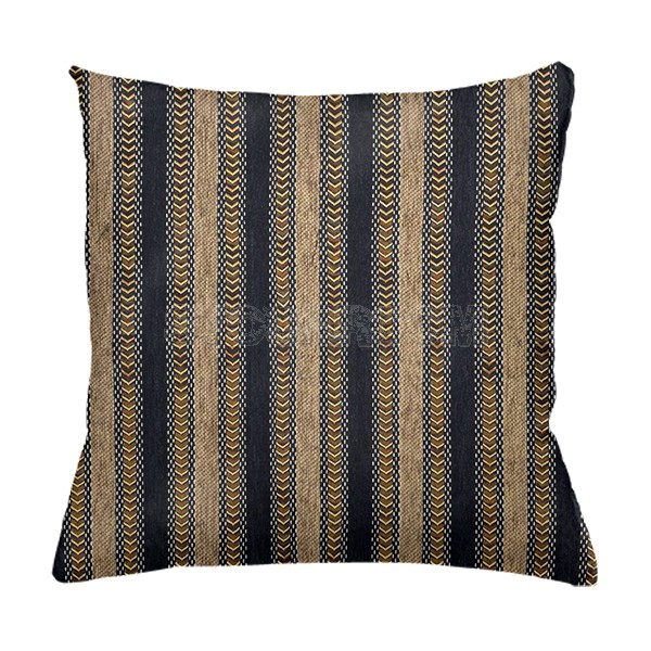 Black and Gold Striped Cushion
