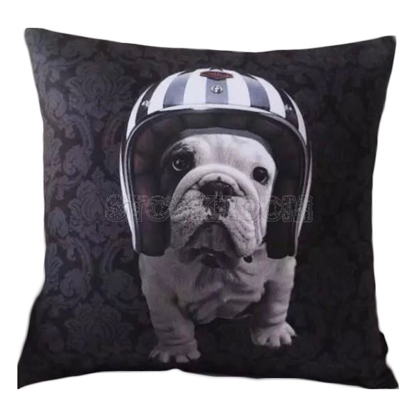 Black Helmet Bulldog Cushion