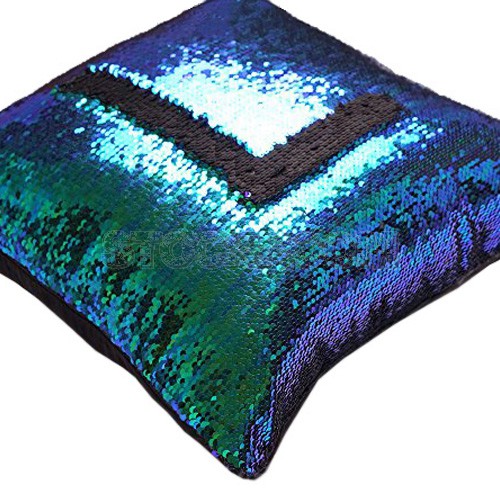 Blue & Black Sequin Cushion
