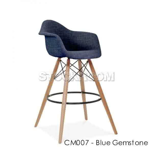 Charles Eames Upholstered DAW Style Bar Stool - Full Fabric