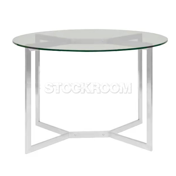 Bolster Round Glass Dining Table - Silver Base