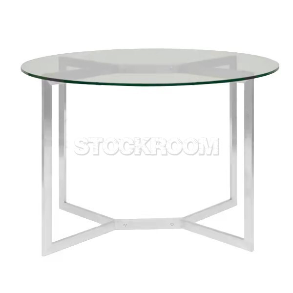 Bolster Round Glass Dining Table - Silver Base