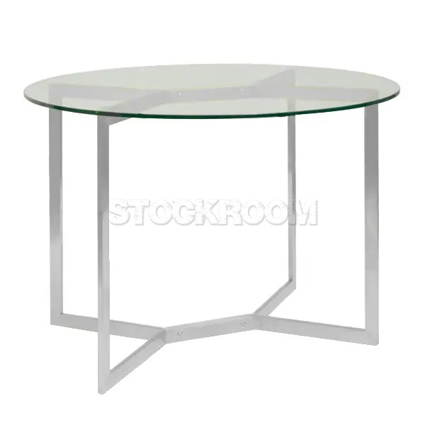 Bolster Round Glass Dining Table - Silver Base